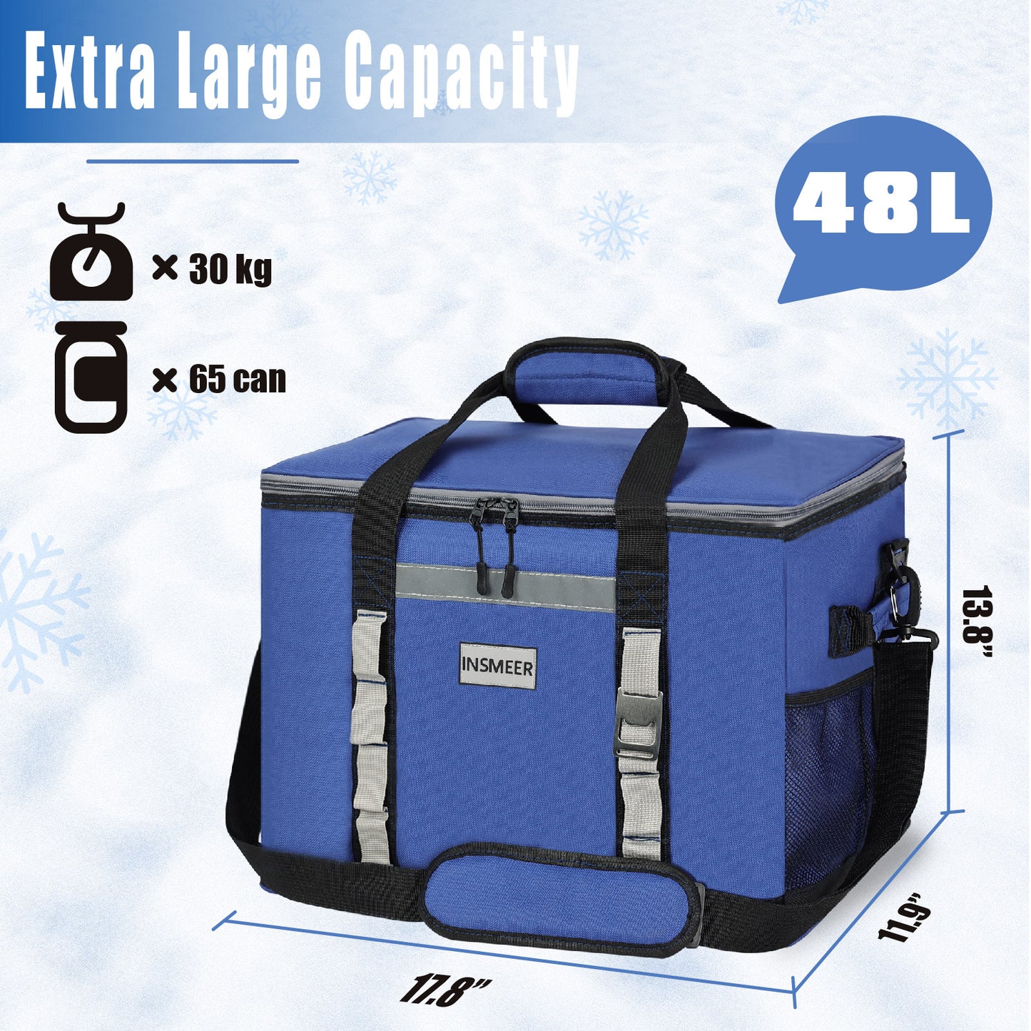 INSMEER 48L Soft Cooler Bag Classic Design Blue