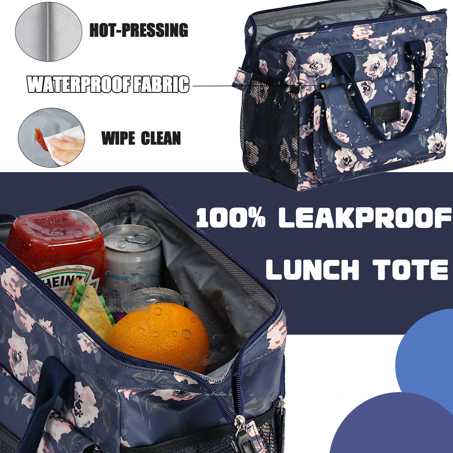 Rose Series Lunch Bags for Women Blue