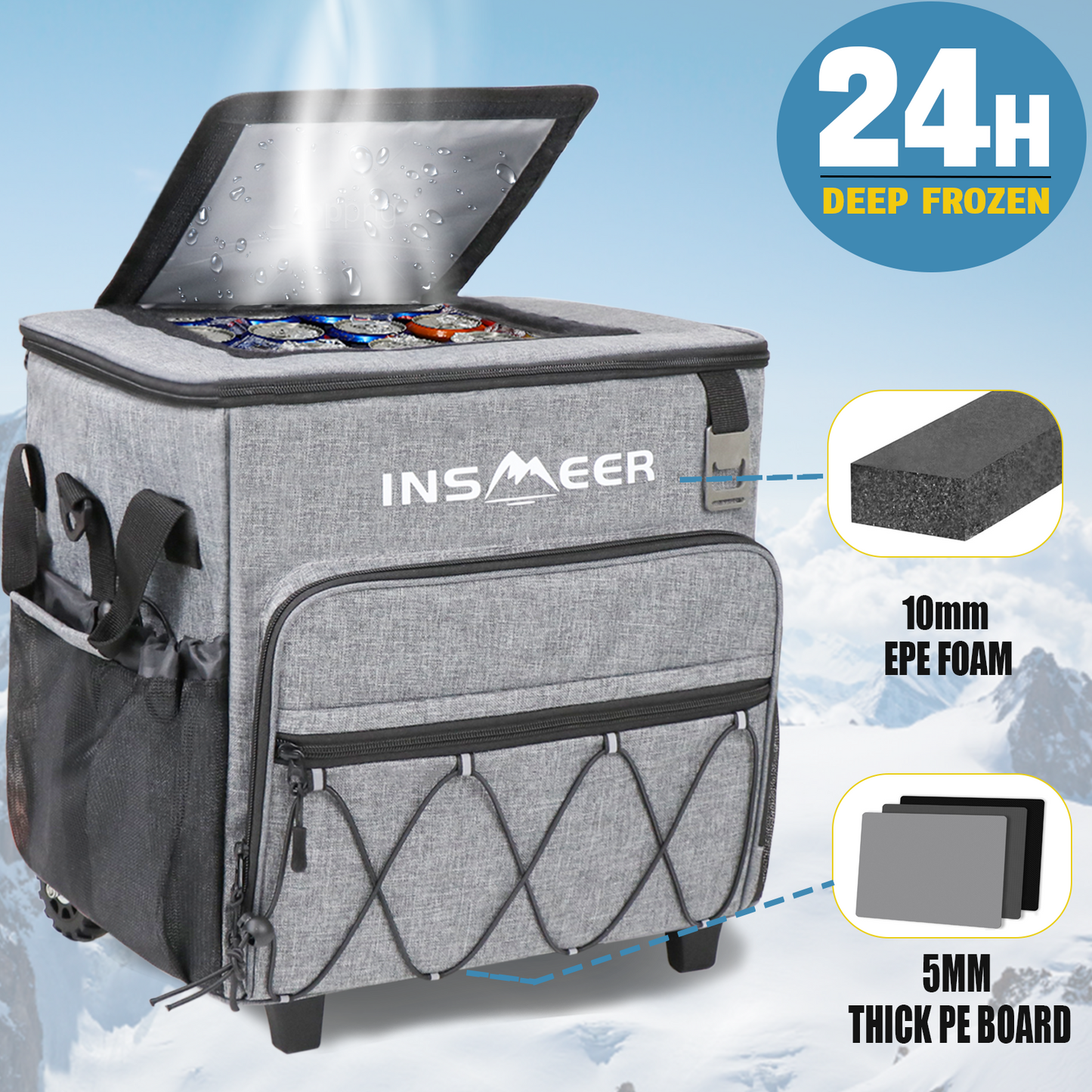 INSMEER 60 Can/40L Cooler with Wheels