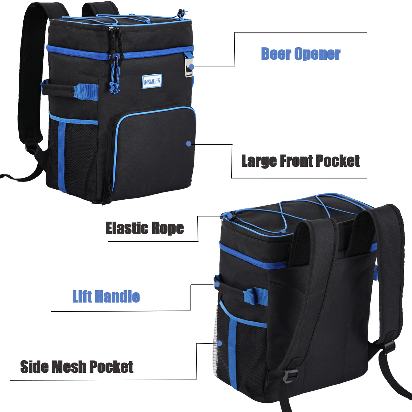 INSMEER 25L 2 Layer Cooler Backpack Blue