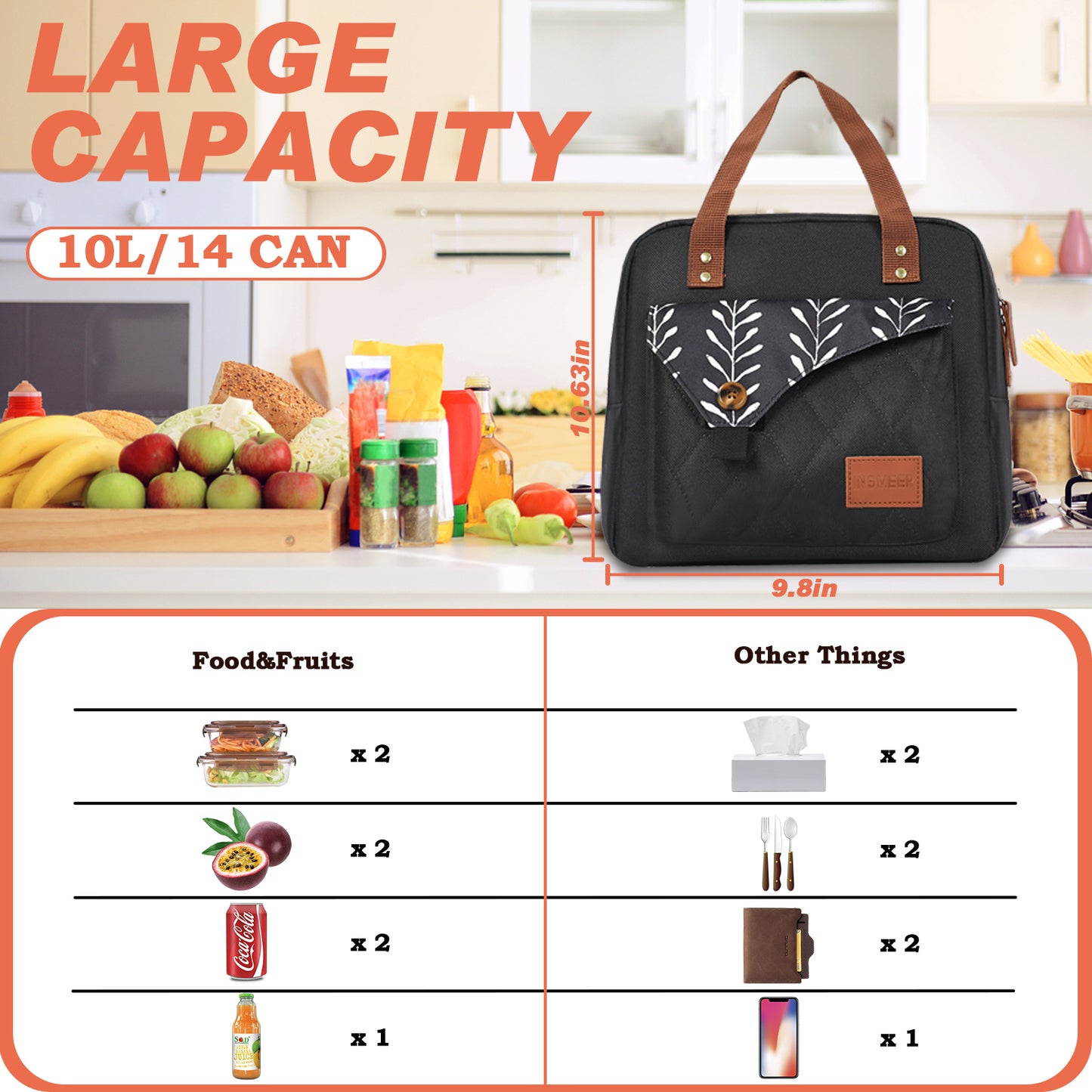 8L Lunch Bag for Women Snow