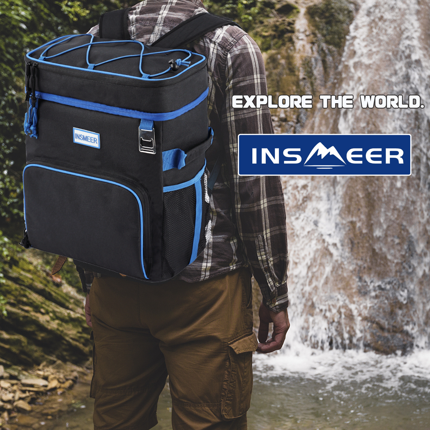 INSMEER 25L 2 Layer Cooler Backpack Blue