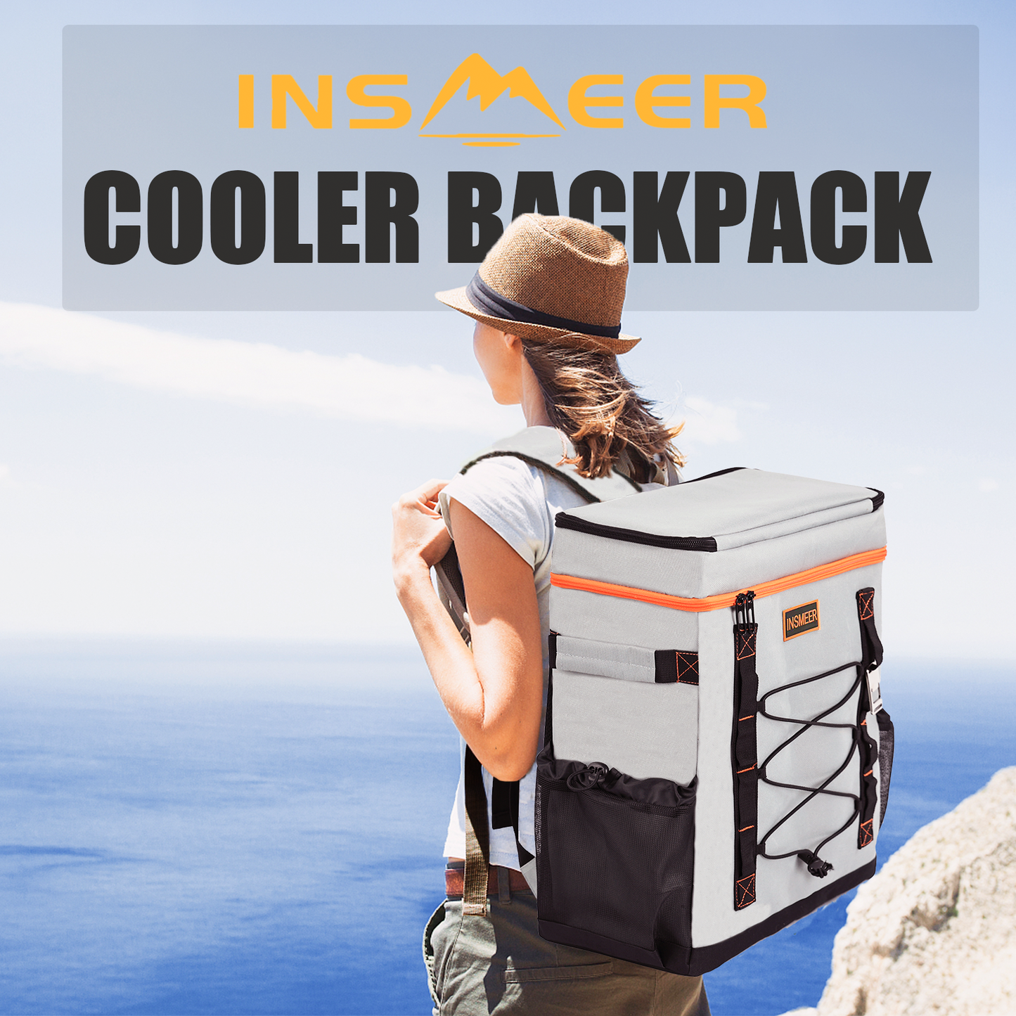 INSMEER 30L Large Cooler Backpack Grey