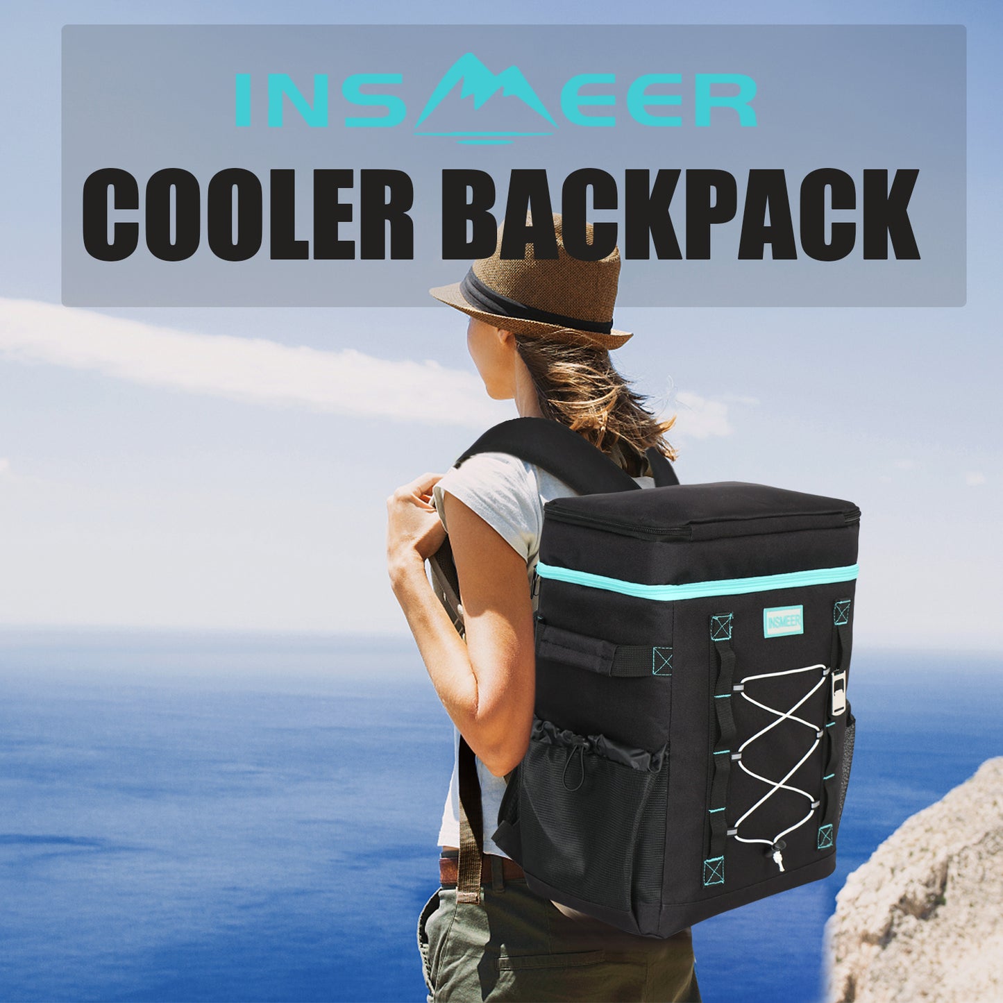 INSMEER 30L Large Cooler Backpack Black